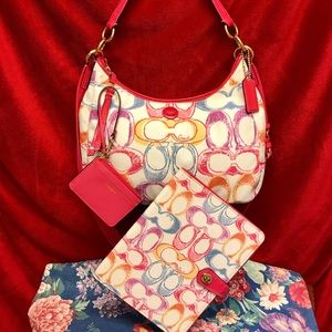 COACH 3 PIECE SET(BAG, TABLE COVER AND COIN PURSE)